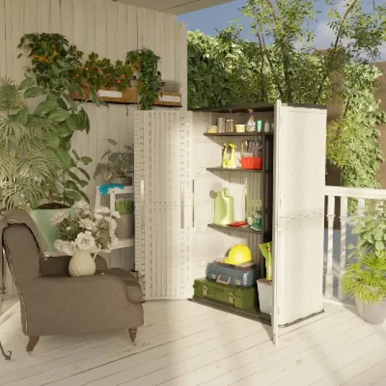 Syemin Storage Shed, Waterproof Large Storage Shed, Double Shelves for Cleaning Tools and Garden Accessories, White, 50"*29"*82" image {2}