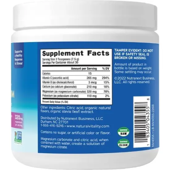 Natural Vitality CALM Magnesium Plus Calcium Supplement Powder - Raspberry Lemon - 8oz image {6}