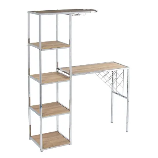 Befail Serving Table with Bar Storage Natural/Chrome - Aiden Lane image {4}