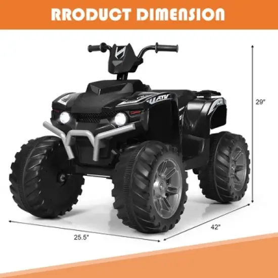 Costway 12V Kids 4-Wheeler ATV Quad Ride On Car w/ LED Lights Music  USB image {3}