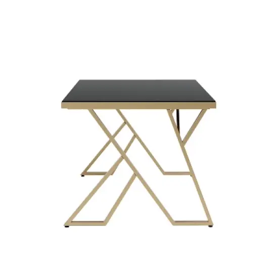 Jalama Glam Glass Top Gold Frame Dining Table - HOMES: Inside + Out image {3}