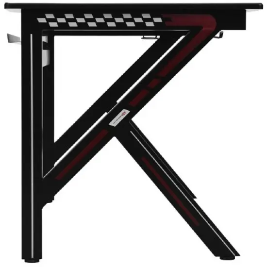Tangkula K-Shape Gaming Desk Computer PC E-Sports Table w/ Cup Holder Hook Black image {6}