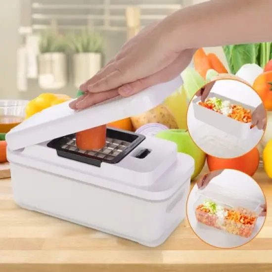 Cheer Collection 7-Blade Vegetable Slicer & Chopper with Container and Lid image {3}