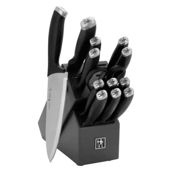 Henckels Silvercap 14 Piece Knife Set with Block, Chef Knife, Paring Knife, Utility Knife, Bread Knife, Steak Knife, Black, Stainless Steel image {6}