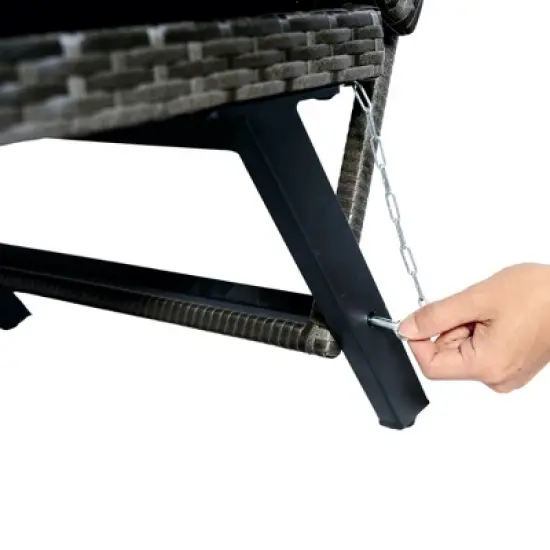 YOOCOZZ Outdoor Patio Wicker Rattan Bench & Loveseat with Side Foldable Armrests and Thick Cushions - Grey image {8}