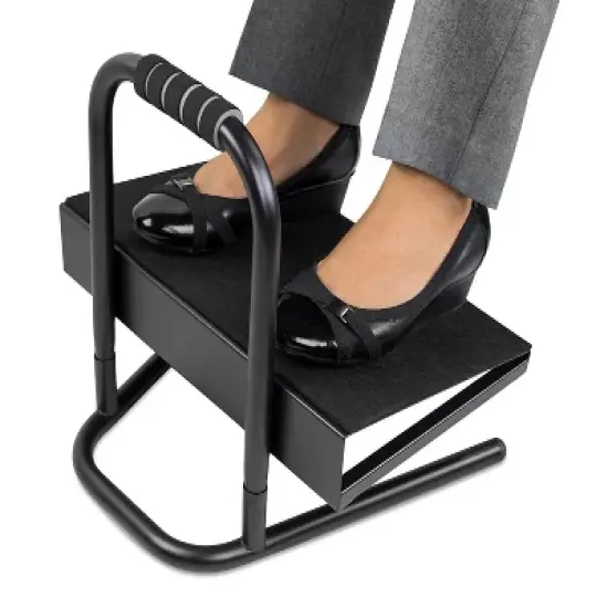 Mount-It! Height Adjustable Foot Rest for Standing and Sitting, Under The Desk Footrest with Handle and Six Height Settings, Anti-Slip Padded Surface image {1}