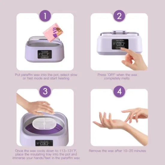 EasyinBeauty Paraffin Wax Machine for Hand and Feet, Touchscreen 3000ml Paraffin Wax Warmer - Purple image {5}