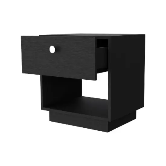 Sapphtopaz Modern Night Stand with Open Storage Shelf & 1 Drawer Space-Saving Wood Side Table 2-Tier Small Nightstand for Bedroom,Living Room image {6}