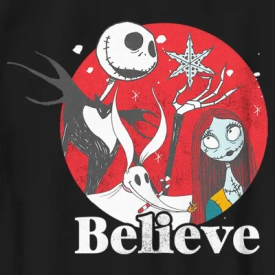Boy's The Nightmare Before Christmas Christmas Believe Jack and Sally T-Shirt image {1}