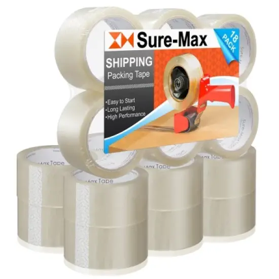 Sure-Max Premium Carton Packing Tape 2.0 mil 165 Feet (55 yards) - Clear image {7}
