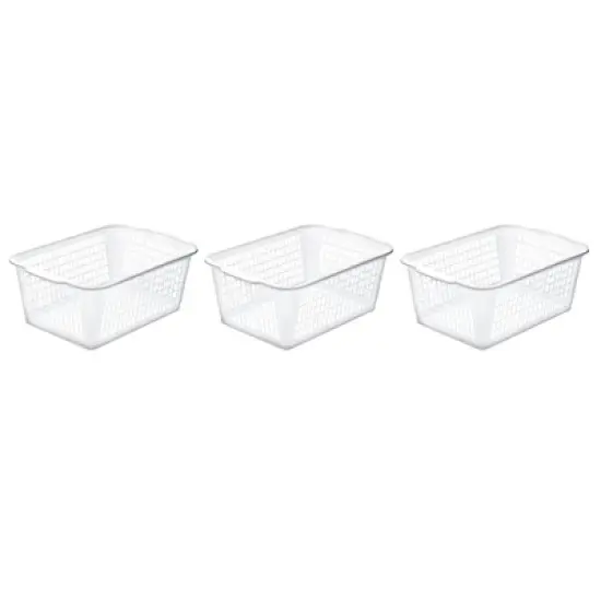 YBM HOME Plastic Perforated Storage Basket Bin Office Drawer, Shelf Desktop CountertopTray Organizer 32-1184, Pack of 3 image {9}