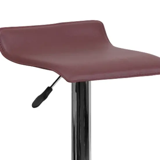 Emma and Oliver Solid Wave Seat Vinyl Adjustable Height Barstool with Chrome Base image {4}