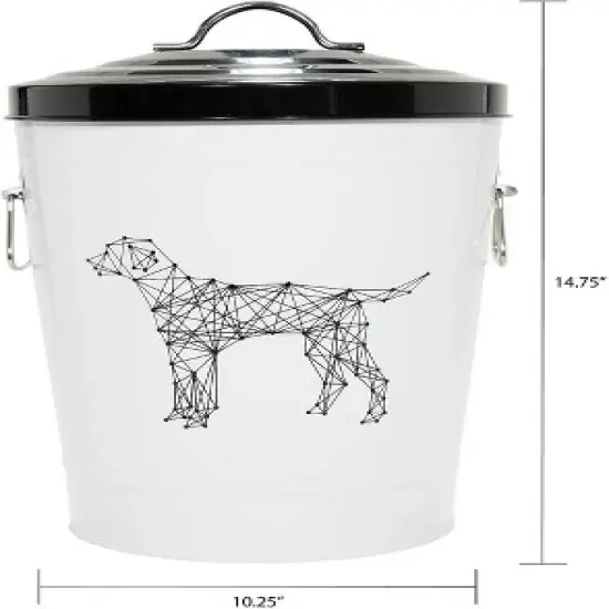 Amici Pet Zentangle Dog Food Large Metal Storage Bin, 17 lbs, Airtight Seal, Removable Lid, Metal Handle for Convenient and Stylish Storage,260 oz. image {2}