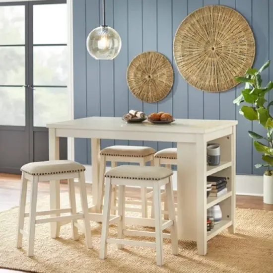5pc Tobias Counter Height Dining Set Antique White - Lifestorey image {1}