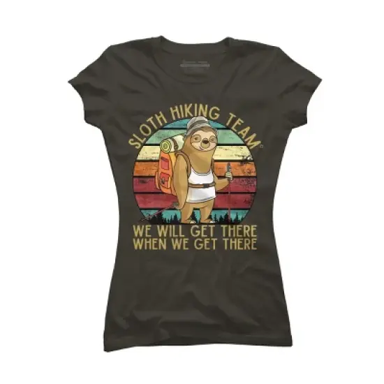 Junior's Design By Humans Sloth Hiking Team - We will get there, when we get there By andreastier T-Shirt image {5}