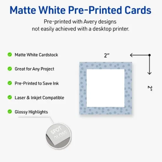 Avery Square Business Cards, Polka Dots Design, 2" x 2", 120ct image {1}