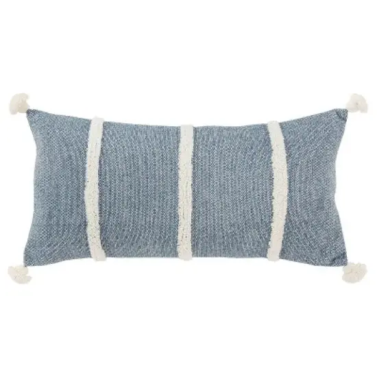 14"x26" Oversized Striped Poly Filled Lumbar Throw Pillow - Rizzy Home image {7}