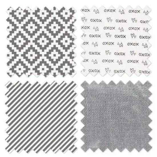 Bacati - Love Gray/Silver set of 2 Small Side Crib Rail Guard Covers image {3}