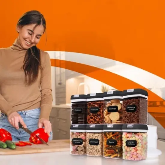 Cheer Collection Set of 8 28oz Airtight Food Storage Containers image {4}