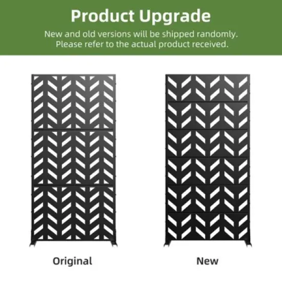 Pexfix 72 x 35 Inch Metal Privacy Screen Freestanding Outdoor Divider Panel For Patio Deck Balcony Heavy Duty Base Weatherproof Black Fishbone Diagram image {5}