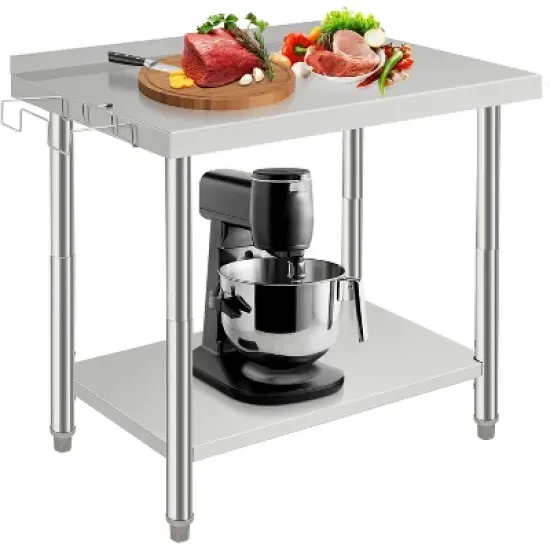 Heavy Duty Stainless Steel Work Table, Adjustable Height Utility Table for Home, Garage, and Restaurant Use image {28}