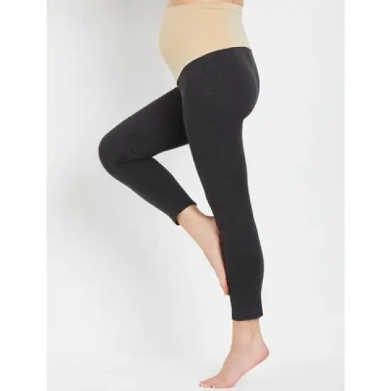 Essential Stretch Secret Fit Belly Heathered Maternity Crop Leggings | Motherhood Maternity image {5}
