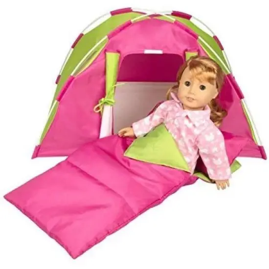 Dress Along Dolly Camping Bed Tent with Sleeping Bag and Pillow for American Girl Doll image {1}