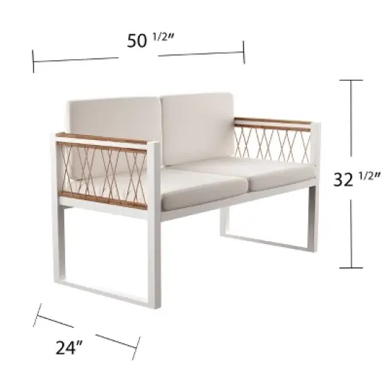 Wallmond Cushioned Outdoor Loveseat/Settee - White with Off-White Cushions - SEI image {6}