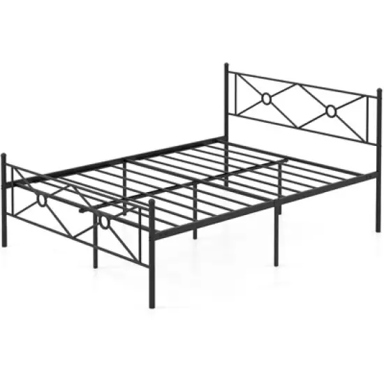 Costway Full/Queen Size Metal Platform Bed Frame w/ Headboard Mattress Foundation image {3}