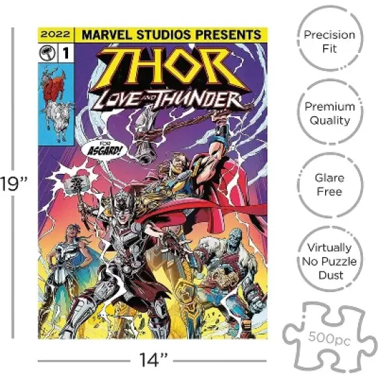 Aquarius Puzzles Marvel Thor Love and Thunder Comic 500 Piece Jigsaw Puzzle image {1}