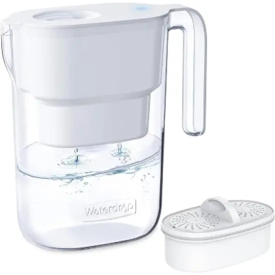 Waterdrop Water Filter Pitcher with 1 Filter, 5X Times Lifetime,Elfin, White image {9}