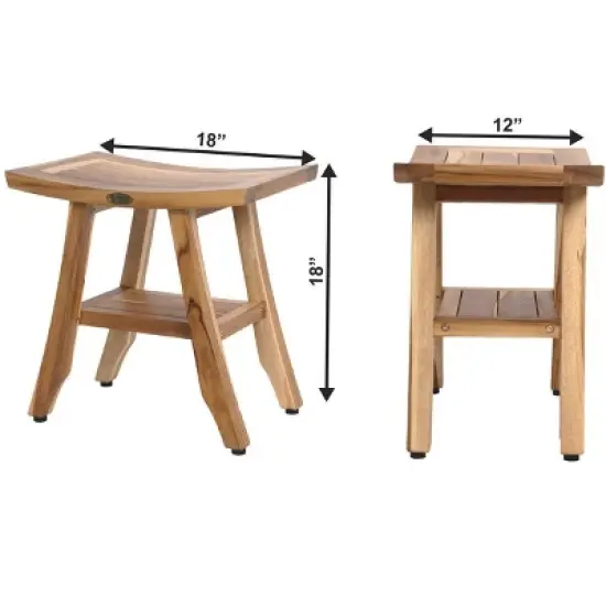 EcoDecors&reg; Satori&reg; 18" Teak Wood Shower Bench with Shelf in EarthyTeak Finish - Target Plus Natural 18"L x 12"D x 18"H image {10}