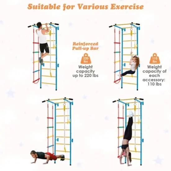 Costway 5 in 1 Kids Indoor Gym Playground Swedish Wall Ladder Children Home Climbing Gym image {6}