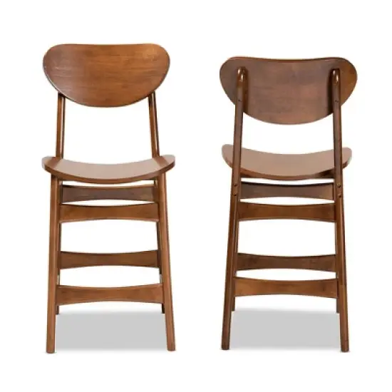 2pc Katya Wood Counter Height Barstool Set Brown - Baxton Studio image {1}