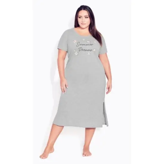 Women's Plus Size Summer Dreams Nightdress - grey | EVANS image {3}