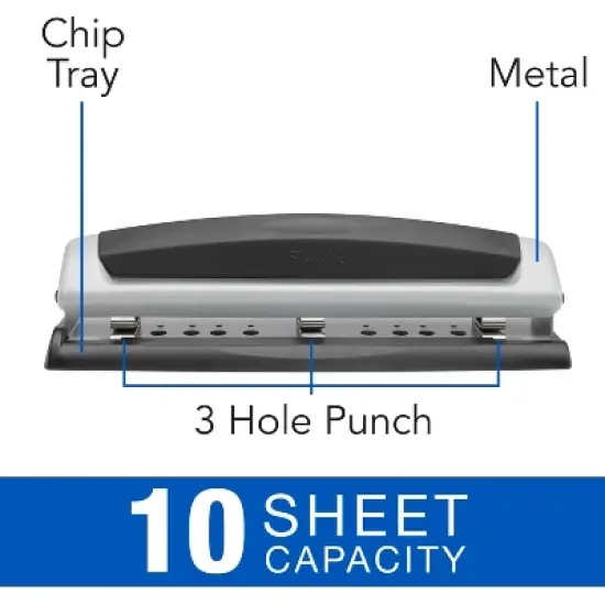 Swingline Precision Pro Punch: Metal 3-Hole Puncher for Binder, Non-Powered Desk Tool, Black, 1 Year Warranty image {6}