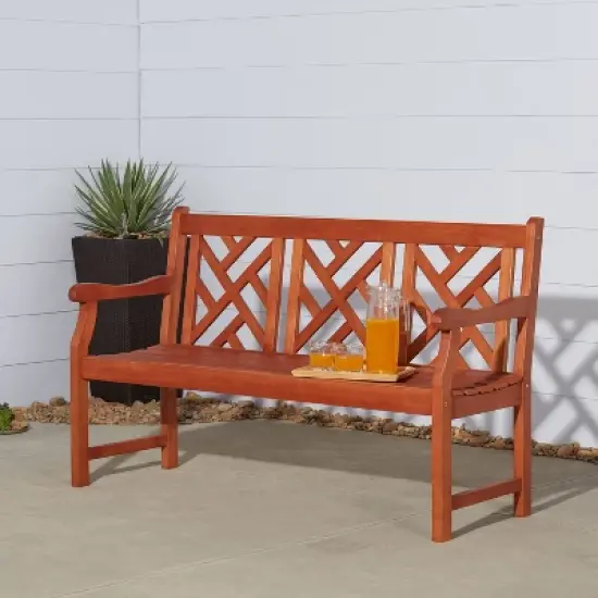 Vifah Eucalyptus Outdoor Wood Bench - Brown image {2}