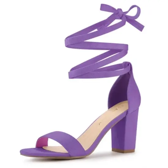 Allegra K Women's Lace Up and Ankle Strap Chunky Heel Sandals image {9}
