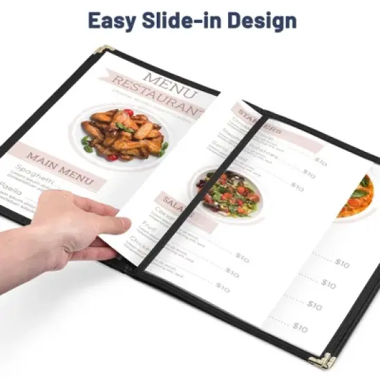 WeChef 30 Pack Menu Covers 8.5 x 11" Book Style Menu Holders 4 Pages 8 Views Restaurant Bar Black image {2}