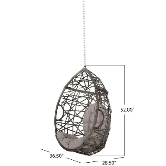 PAGED Outdoor Swing Modern Hanging Egg Chair with Water-resistant Cushions and Woven Finish for Backyard, Garden image {4}