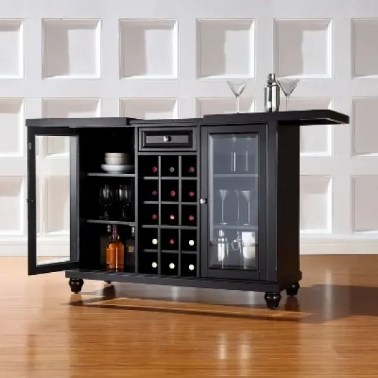 Cambridge Sliding Top Bar Wood/Black - Crosley image {6}