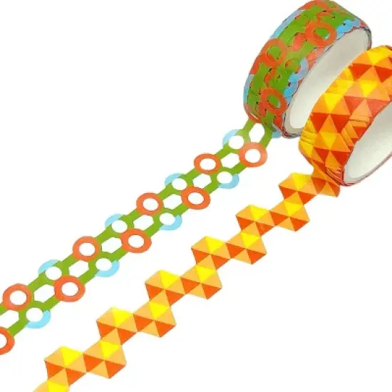 Wrapables Bright Geometric Design Hollow Washi Masking Tape 4M Length Total (Set of 2) image {15}