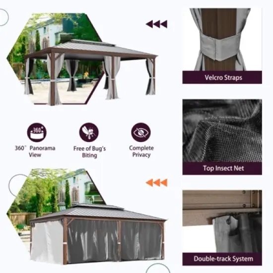 EROMMY Heavy-Duty 20 FT x 12 FT Metal Hardtop Gazebo image {6}
