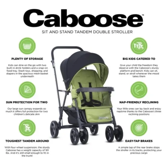 Joovy Caboose Sit And Stand Tandem Double Stroller, Appletree image {1}