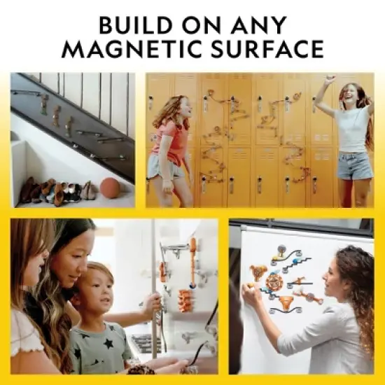 NATIONAL GEOGRAPHIC Magnetic Marble Run - 50-Piece STEM Building Set for Kids & Adults, with Magnetic Track, Trick Pieces, & Marbles image {2}