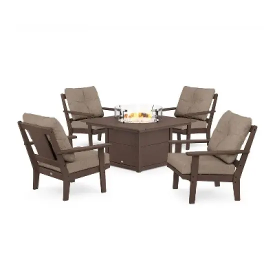 POLYWOOD 6pc Prairie Deep Seating Outdoor Patio Firepit Furniture Set image {3}