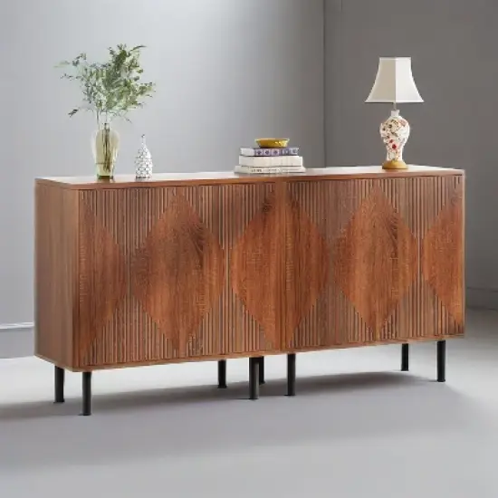 KTMBDW Sideboard Buffet Cabinet - Modern Larger Credenza Kitchen Storage Cabinet with 4 Doors - Accent Buffet Console Table for Dining Room Hallway image {3}