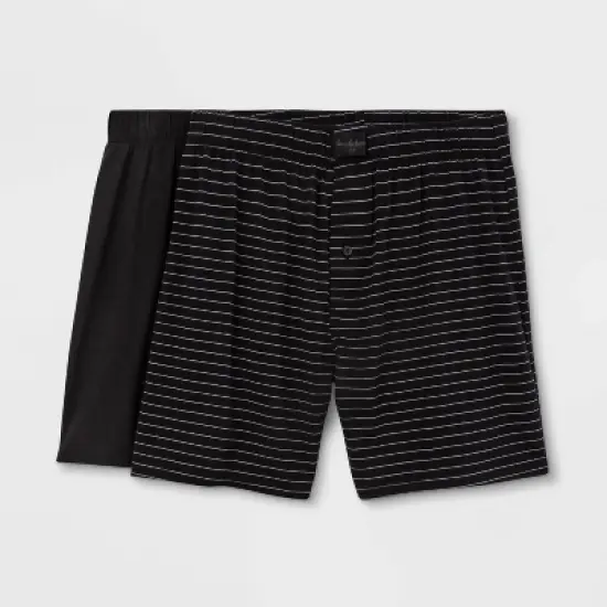 Men's Striped 2pk Knit Boxer - Goodfellow & Co&trade; Black image {2}