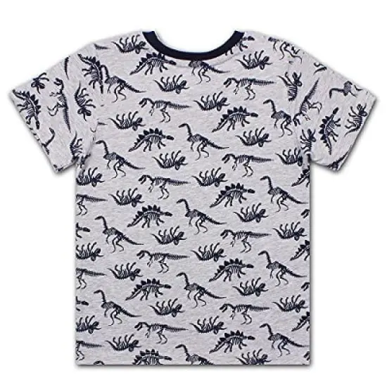 10 Threads Boy's 2-Pack Short Sleeve Shark and Dinosaur Patterned Tee Shirt Set for Toddlers image {2}