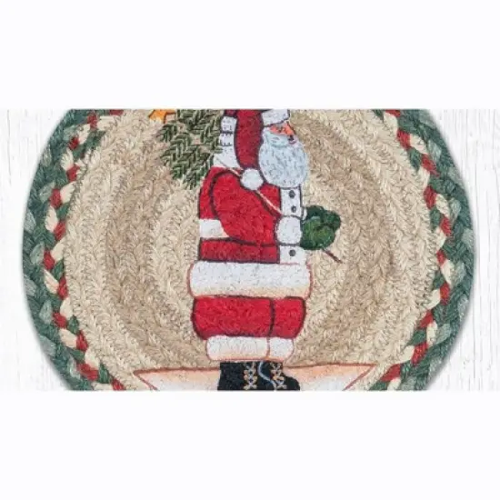 Earth Rugs Santa Round Trivet &ndash; Rustic Holiday Kitchen Hot Pad 10"x10" image {1}